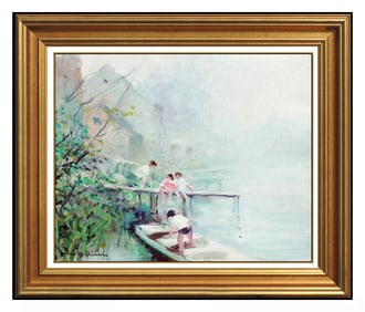 Jules R Herve Original French Landscape Oil Painting Signed Framed on Canvas