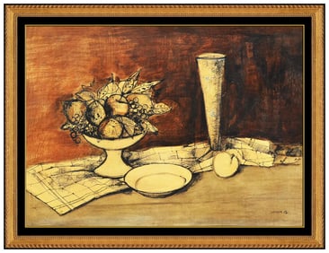 Andre Segovia Large Original Fruit Still Life Oil Painting Signed on Board