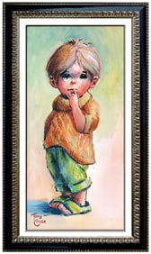 Tony Crosse Original Children Portrait Oil Painting Signed Framed on Canvas