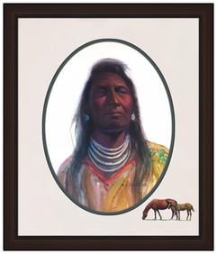 W. Steve Seltzer Original Western Portrait Watercolor Painting Signed Framed Art