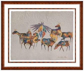 Gene & Rebecca Tobey Original Animal Watercolor Painting Signed Framed Artwork