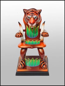 Dan Meyer Tiger Chair Original Sculpture Hand-Signed Daniel Artwork