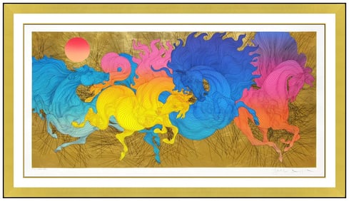 Guillaume Azoulay Winners Original Serigraph Signed Animal Horses Framed Art