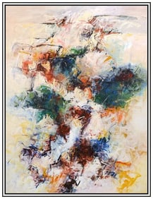 Mary Lou Siefker Large Original Abstract Acrylic Painting Signed Framed on Canvas