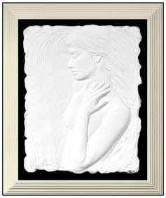 Bill Mack Repose Original Bonded Sand Relief Sculpture Signed Female Figure