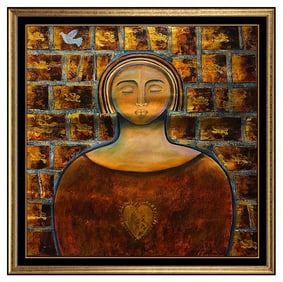 Gaylord Soli Large Original Female Portrait Acrylic Painting Signed Rare Art