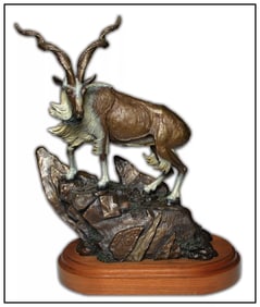 Fred Boyer Monarch Of The Pinnacles Original Bronze Sculpture Signed Goat Art