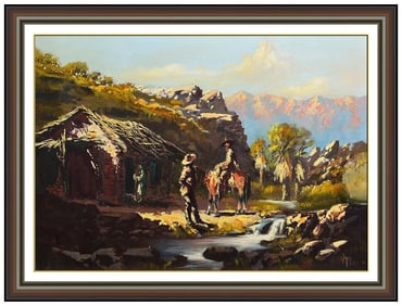 Buck Mccain Original Western Horse Cowboy Landscape Painting Signed on Board