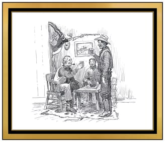 Joe Beeler Original Portrait Ink Drawing Illustration Signed Framed Artwork
