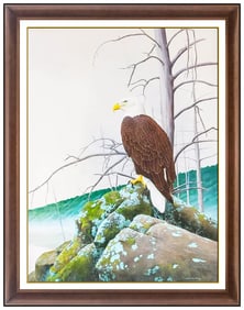 Michael Riddet Original Bald Eagle Wildlife Acrylic Painting Signed on Board