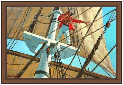 Arthur Sarnoff Large Original Illustration Oil Painting Signed Framed on Canvas