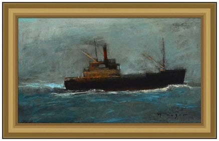 Seth Winegar Original Boat Nautical Oil Painting Signed Framed on Board