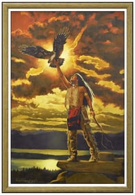 Craig Tennant Original Native American Portrait Oil Painting Signed on Canvas