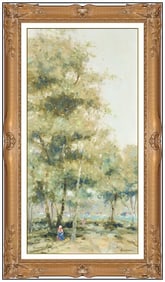 Andre Gisson Original Figure Landscape Oil Painting Signed Framed on Canvas
