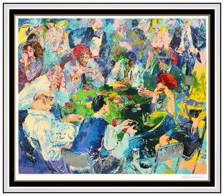 Leroy Neiman Stud Poker Large Original Color Serigraph Signed Gambling Framed