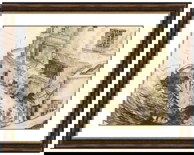 Lucy Pierce Original Italian Coast Conte Crayon Drawing Signed Framed Art: This lot includes:Gallery COA & free domestic shipping (*insurance and international shipping for an additional charge)Artist: Lucy PierceTitle: NaplesMedium: Crayon DrawingSize: 8" x 10"Framed: 16" x
