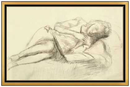 Clara Klinghoffer Original Figurative Female Portrait Drawing Signed Framed