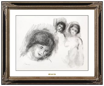 Pierre Auguste Renoir La Pierre Au Trois Croquis Original Lithograph Portrait