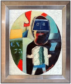 Max Papart Original Cubism Portrait Oil Painting Signed Modern on Canvas