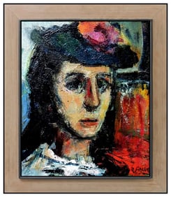 Robert Aaron Frame Original Female Portrait Oil Painting Signed on Canvas