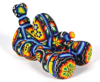 Chroma Rick Wolfryd Huichol Style Beaded Balloon Dog Sculpture Signed Art