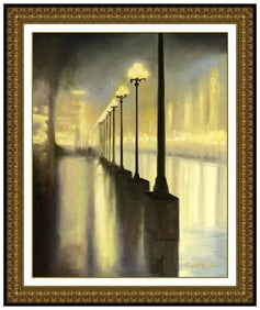 Robert K White Original Cityscape Oil Painting Signed Framed on Canvas