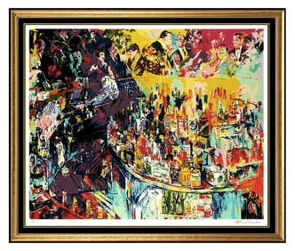 Leroy Neiman Toots Shor Bar Scene Large Original Color Serigraph Signed Art