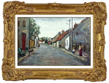 Gabriel Spat Original French Cityscape Oil Painting Signed Framed on Board