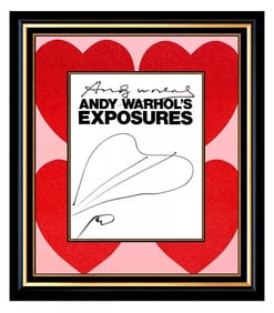 Andy Warhol Original Heart Ink Drawing Signed Twice Rare Pop Art Framed