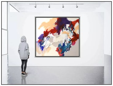 Cynthia Knapp Large Original Abstract Painting Signed Framed on Canvas