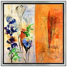 Allison Stewart Large Original Floral Oil Painting Signed Framed on Canvas