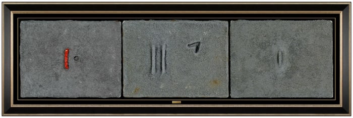 Bettina Werner Large Original Triptych Salt Painting Signed Abstract on Canvas