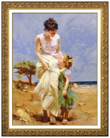 Pino Daeni Joyful Memories Original Hand-Embellished Giclee Signed Female Canvas