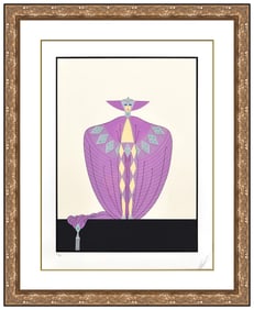Erte La Somptueuse Original Embossed Color Serigraph Signed Fashion Framed Art