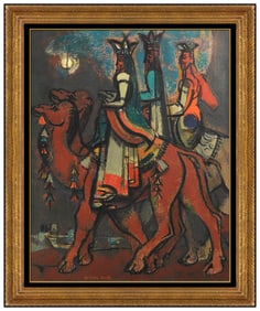 Millard Sheets Original Figurative Animals Painting Signed Framed on Canvas