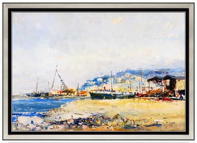 Mario Agostinelli Large Original Landscape Seascape Oil Painting Signed on Board