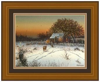 Daniel Maldonado Original Winter Landscape Gouache Painting Signed Framed Art