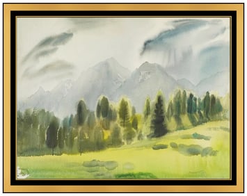 Emil Kosa Jr Original Mountain Landscape Watercolor Painting Signed Framed