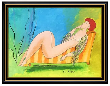 Linda Le Kinff Original Nude Female Portrait Oil Painting Signed on Canvas