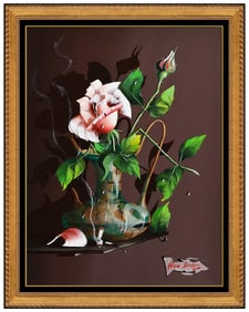 Alfano Dardari Original Surreal Still Life Oil Painting Signed Framed on Canvas