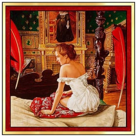 Anton Molnar Large Original Female Portrait Oil Painting Signed Framed Canvas