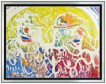 Richard Morhous Large Original Portrait Acrylic Painting Signed Framed Artwork