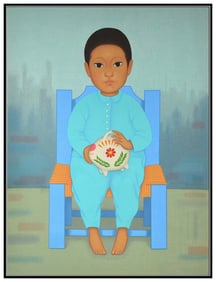 Gustavo Montoya Alcancia Original Signed Color Silkscreen Mexican Child Art