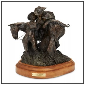 Fritz White The Last Lucifer Original Bronze Sculpture Signed Western Cowboy