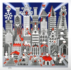 Pedro Friedeberg Ciudad De Un Millón y Medio Original Signed Serigraph Abstract
