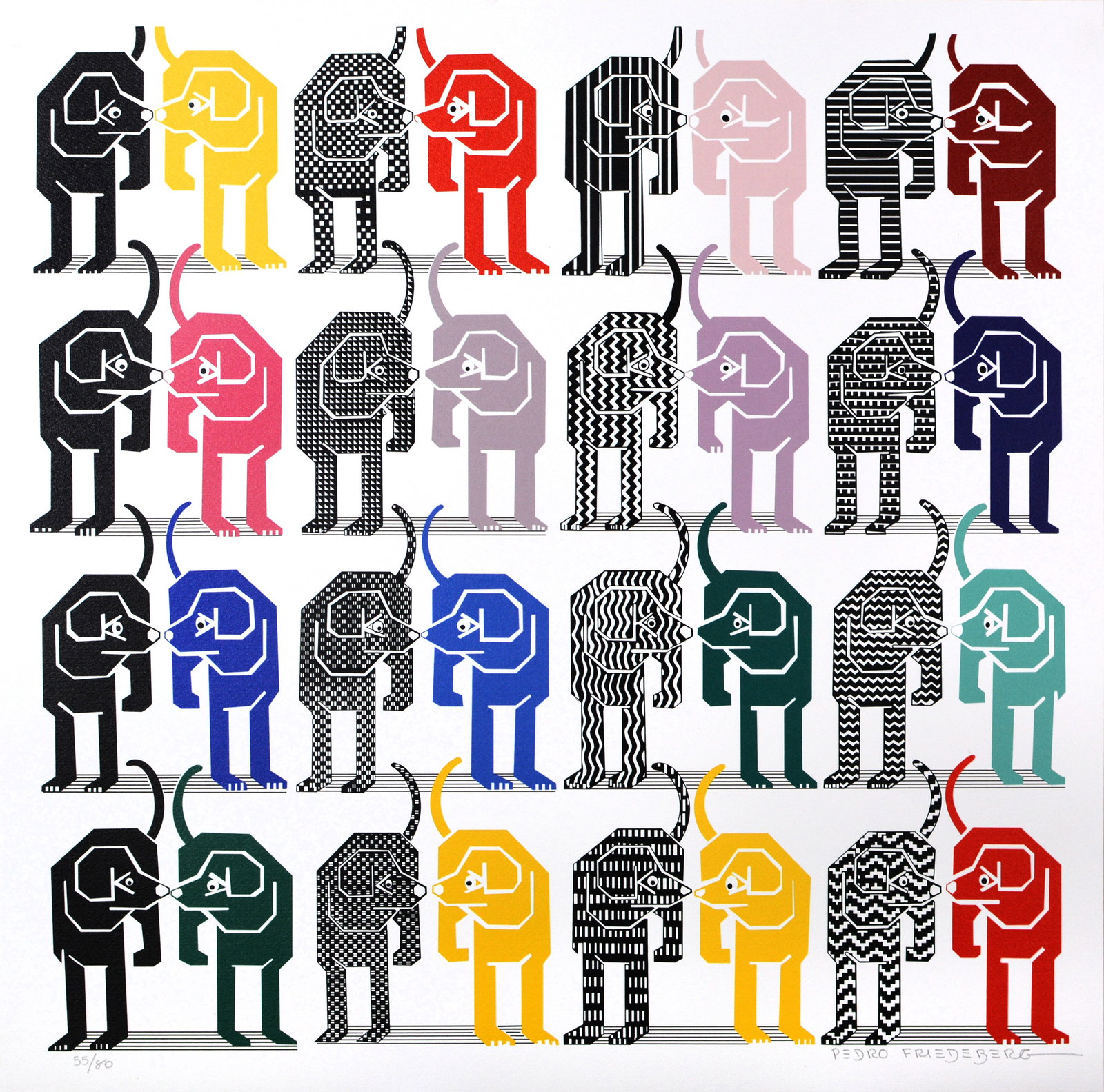 Pedro Friedeberg Loteria Canina Original Signed Color Serigraph Geometric Animal (1 of 3)