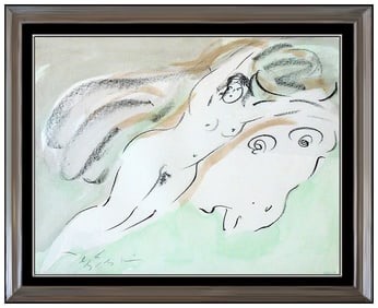 Reuben Nakian Original Female Portrait Watercolor Painting Signed Framed Art