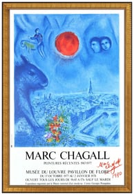 Marc Chagall Peintures Recentes Original Signed Offset Color Lithograph Framed