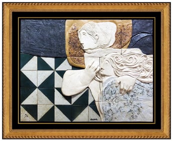 Sunol Alvar Original Hand-Glazed Ceramic Relief Sculpture Signed Artwork