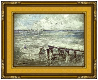 Henri Person Original Nautical Seascape Oil Painting Signed Framed on Board